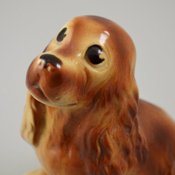Brown Ceramic Porcelain Cocker Spaniel Sitting Vintage Figurine - Picture 6 of 7